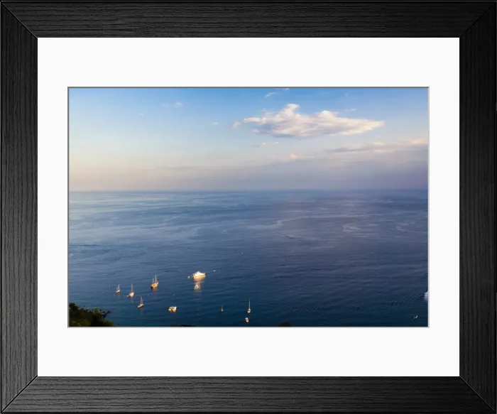 Framed Print : Boats on the Ionian Sea, part of the Mediterranean Sea at sunset, Taormina, East Coast of Sicily, Italy, Mediterranean, Europe Framed Print : Boats on the Ionian Sea, part of the Mediterranean Sea at sunset, Taormina, East Coast of Sicily, Italy, Mediterranean, Europe