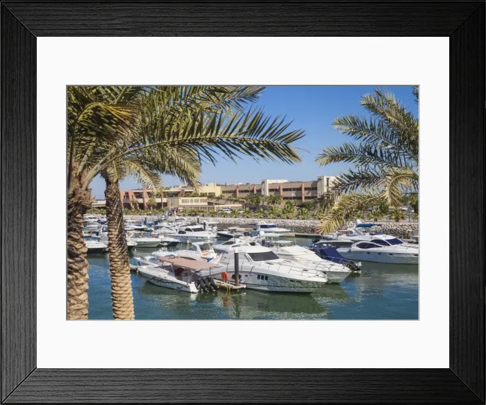Framed Print : Marina Hotel overlooking Yacht Club on Arabian Gulf Street, Salmiya, Kuwait City, Kuwait, Middle East