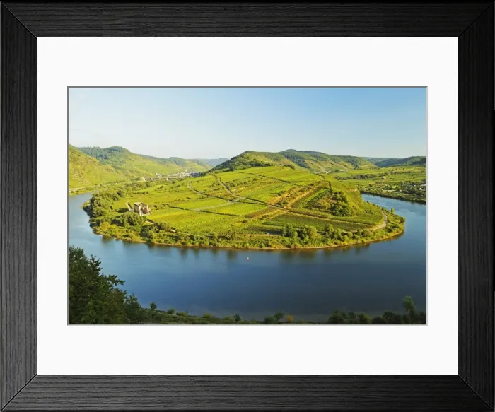 Framed Print : View of Calmont vineyards, Stuben Augustinian Convent, Bremm village and Moselle River (Mosel), Rhineland-Palatinate, Germany, Europe Framed Print : View of Calmont vineyards, Stuben Augustinian Convent, Bremm village and Moselle River (Mosel), Rhineland-Palatinate, Germany, Europe
