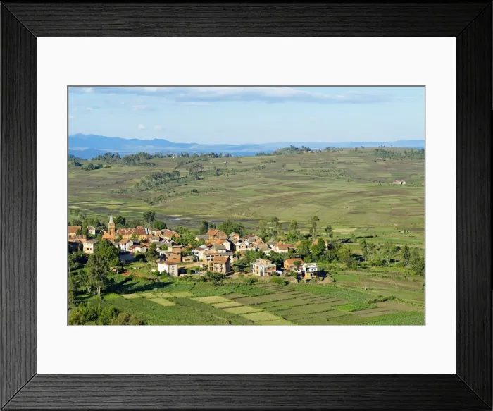 Framed Print : Traditional village on hill around Antsirabe, Madagascar, Africa