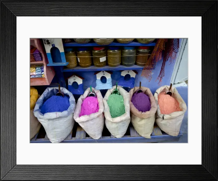 Framed Print : Bag of powdered pigments to make paint, Chefchaouen, Morocco, North Africa, Africa Framed Print : Bag of powdered pigments to make paint, Chefchaouen, Morocco, North Africa, Africa