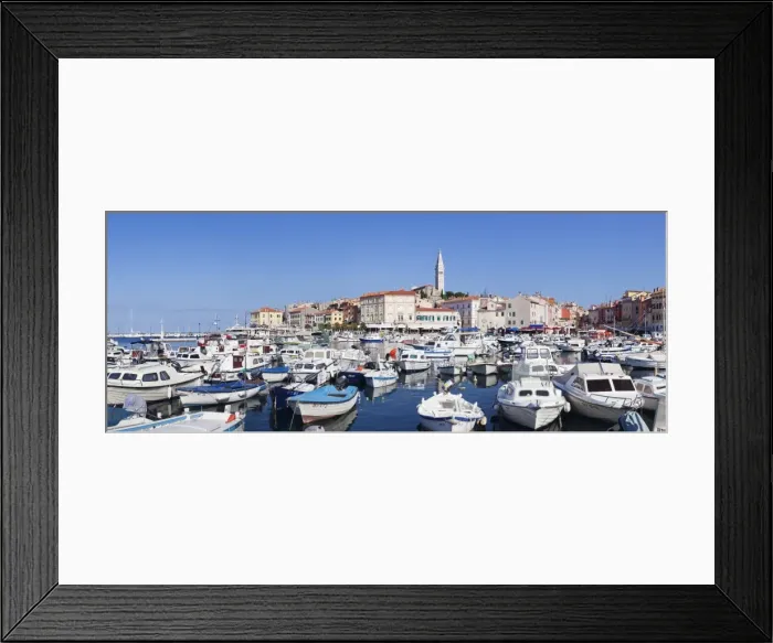 Framed Print : Panoramic image of the harbour and the old town with the cathedral of St. Euphemia, Rovinj, Istria, Croatia, Adriatic, Europe Framed Print : Panoramic image of the harbour and the old town with the cathedral of St. Euphemia, Rovinj, Istria, Croatia, Adriatic, Europe