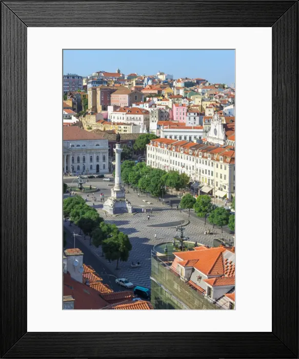 Framed Print : Aerial view of Rossio Square, Baixa, Lisbon, Portugal, Europe Framed Print : Aerial view of Rossio Square, Baixa, Lisbon, Portugal, Europe