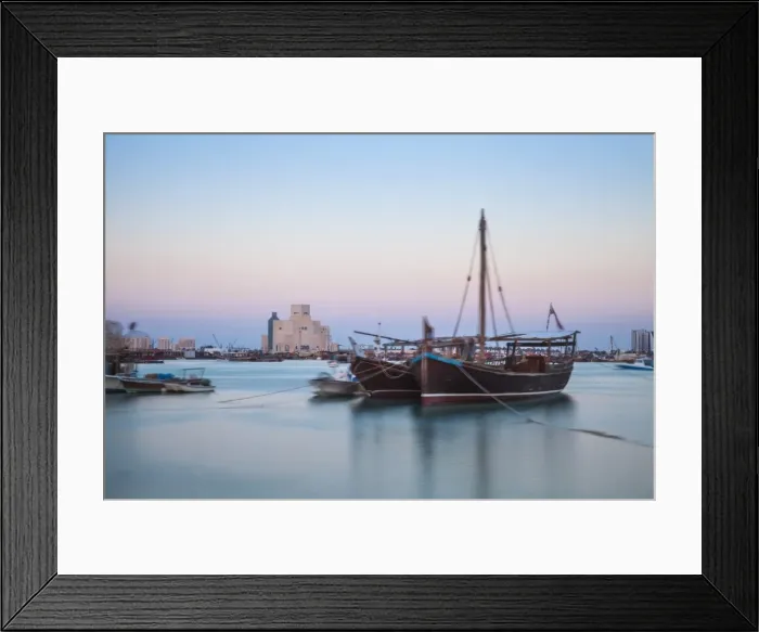 Framed Print : Boats in Doha Bay and Museum of Islamic Art, Doha, Qatar, Middle East Framed Print : Boats in Doha Bay and Museum of Islamic Art, Doha, Qatar, Middle East