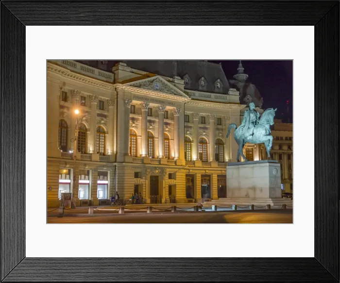 Framed Print : University Library and statue of King Carol I, Bucharest, Romania, Europe Framed Print : University Library and statue of King Carol I, Bucharest, Romania, Europe
