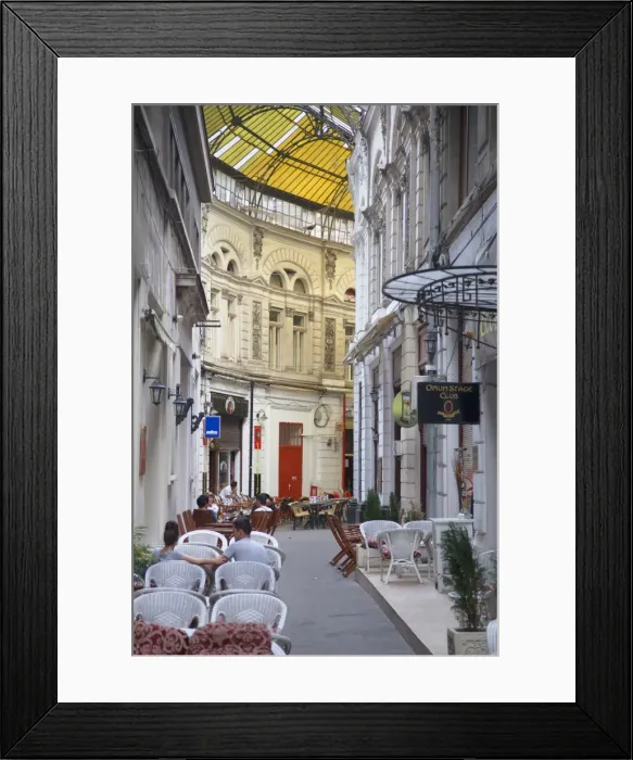 Framed Print : People at cafes in Macca-Villacrosse Passage, Bucharest, Romania, Europe Framed Print : People at cafes in Macca-Villacrosse Passage, Bucharest, Romania, Europe