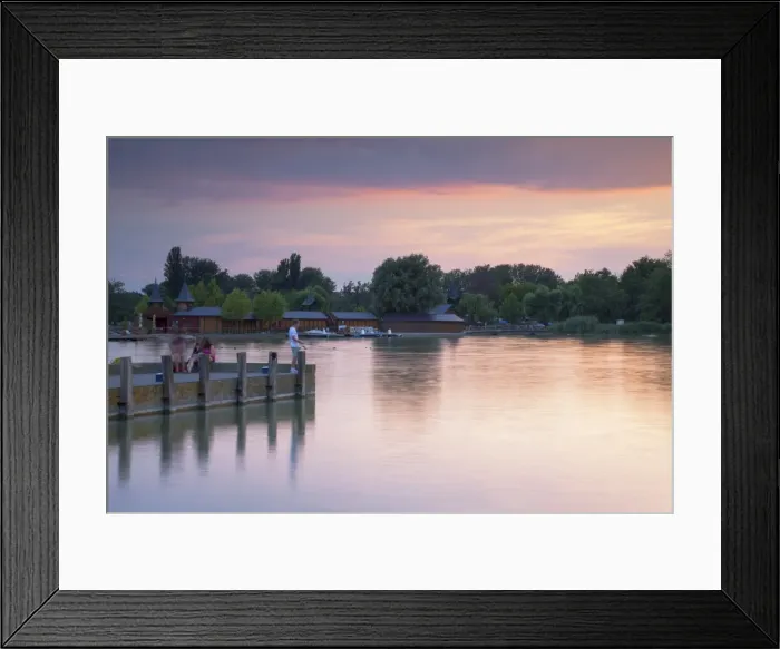 Framed Print : People on pier at sunset, Keszthely, Lake Balaton, Hungary, Europe Framed Print : People on pier at sunset, Keszthely, Lake Balaton, Hungary, Europe