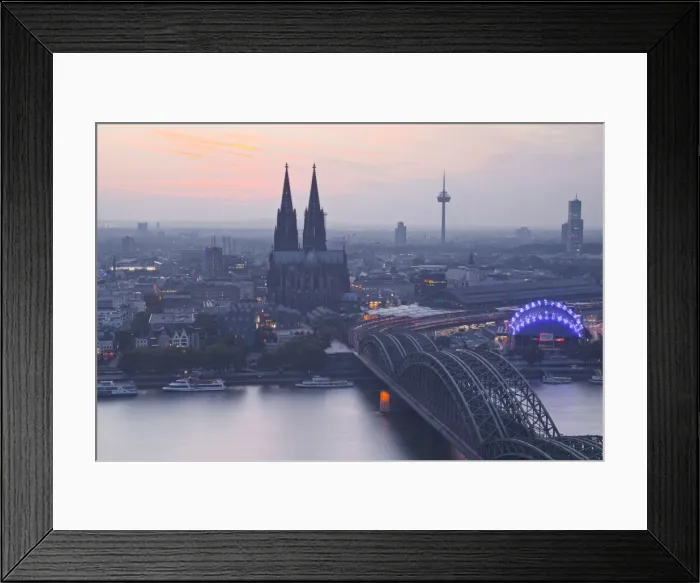 Framed Print : The city of Cologne and River Rhine at dusk, North Rhine-Westphalia, Germany, Europe Framed Print : The city of Cologne and River Rhine at dusk, North Rhine-Westphalia, Germany, Europe