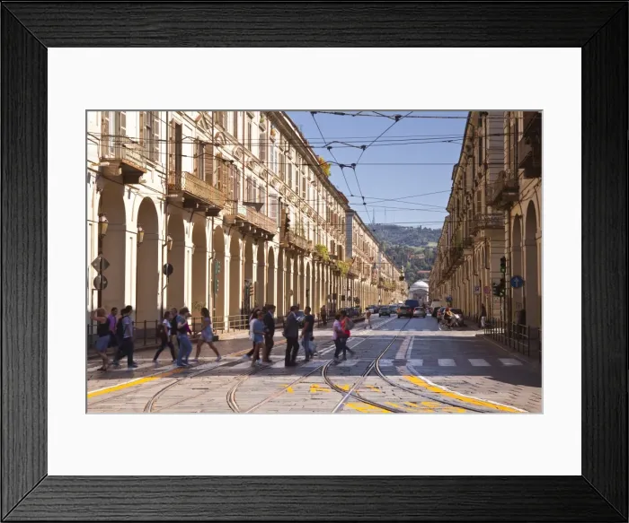 Framed Print : The long avenue of Via Po in Turin, Piedmont, Italy, Europe Framed Print : The long avenue of Via Po in Turin, Piedmont, Italy, Europe