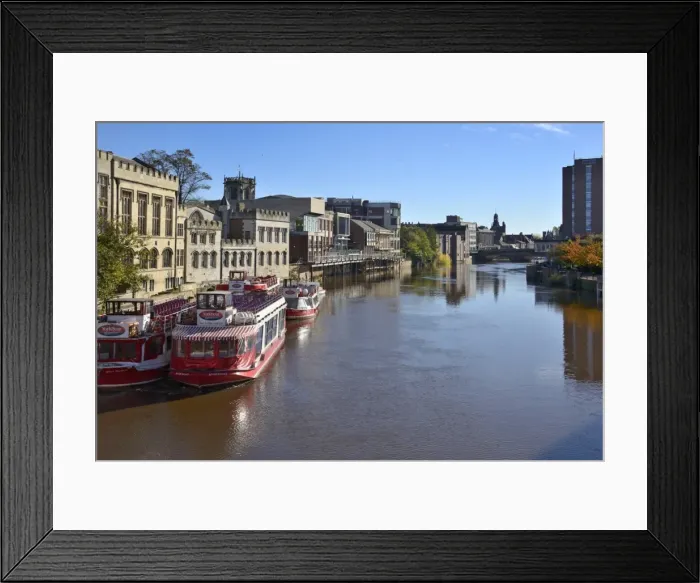 Framed Print : Pleasure boats on the River Ouse in front of the Guildhall, York, Yorkshire, England, United Kingdom, Europe Framed Print : Pleasure boats on the River Ouse in front of the Guildhall, York, Yorkshire, England, United Kingdom, Europe