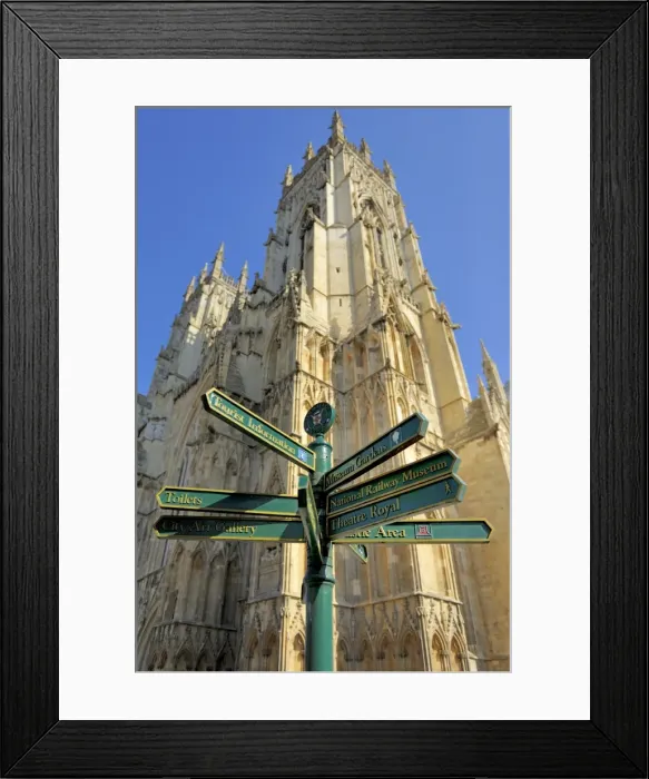 Framed Print : Tourist information signpost with York Minster in the background, Duncombe Place, York, Yorkshire, England, United Kingdom, Europe Framed Print : Tourist information signpost with York Minster in the background, Duncombe Place, York, Yorkshire, England, United Kingdom, Europe