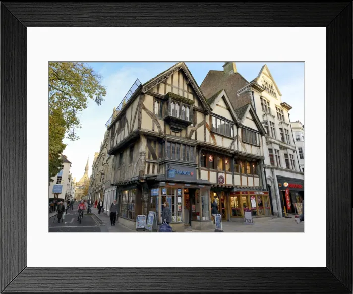 Framed Print : Timber-framed house on Corn Market Street, Oxford, Oxfordshire, England, United Kingdom, Europe Framed Print : Timber-framed house on Corn Market Street, Oxford, Oxfordshire, England, United Kingdom, Europe