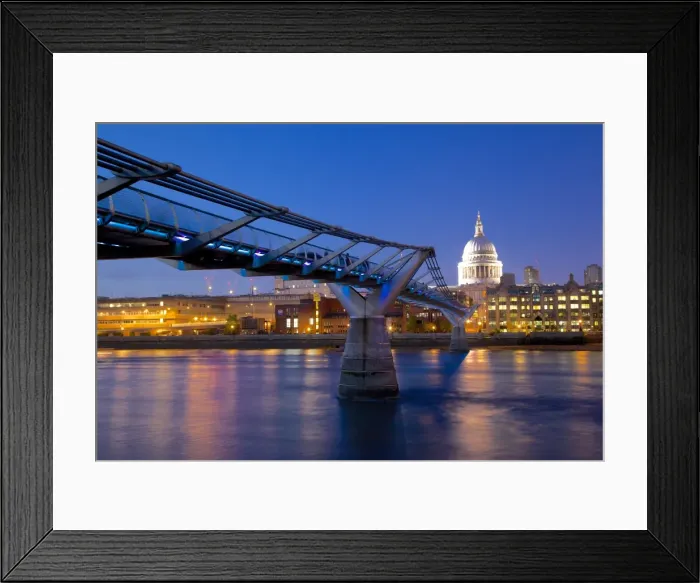 Framed Print : River Thames, Millennium Bridge and St. Pauls Cathedral at dusk, London, England, United Kingdom, Europe Framed Print : River Thames, Millennium Bridge and St. Pauls Cathedral at dusk, London, England, United Kingdom, Europe