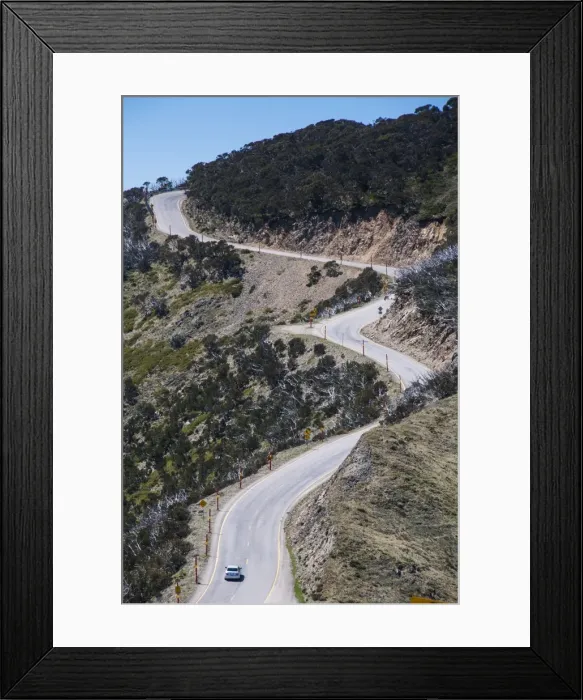 Framed Print : Road snaking through the Victorian Alps mountain range, Victoria, Australia, Pacific Framed Print : Road snaking through the Victorian Alps mountain range, Victoria, Australia, Pacific