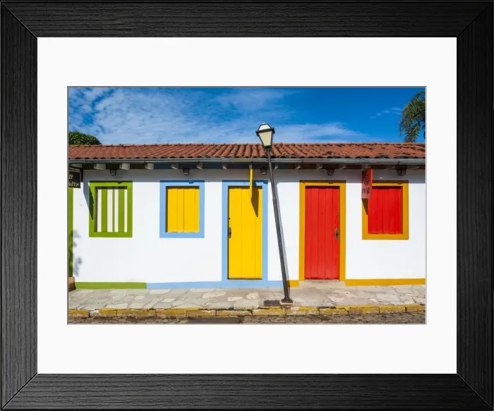 Framed Print : Colourful houses in the historic village of Pirenopolis, Goais, Brazil, South America Framed Print : Colourful houses in the historic village of Pirenopolis, Goais, Brazil, South America
