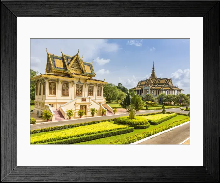Framed Print : Hor Samran Phirun on the left and the Moonlight Pavilion on right, Royal Palace, in the capital city of Phnom Penh, Cambodia, Indochina, Southeast Asia, Asia Framed Print : Hor Samran Phirun on the left and the Moonlight Pavilion on right, Royal Palace, in the capital city of Phnom Penh, Cambodia, Indochina, Southeast Asia, Asia