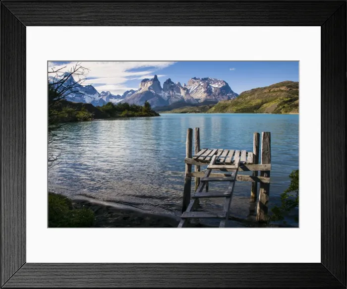 Framed Print : Little pier on Lake Pehoe in the Torres del Paine National Park, Patagonia, Chile, South America Framed Print : Little pier on Lake Pehoe in the Torres del Paine National Park, Patagonia, Chile, South America