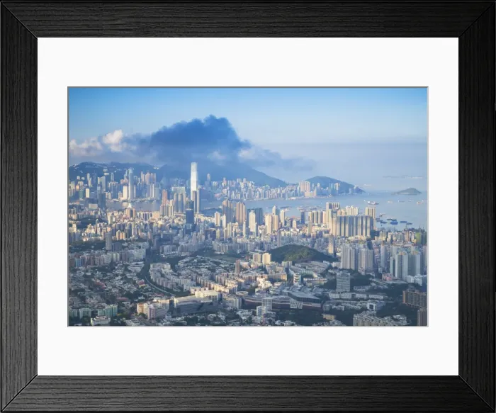 Framed Print : View of Kowloon and Hong Kong Island at dawn, Hong Kong, China, Asia Framed Print : View of Kowloon and Hong Kong Island at dawn, Hong Kong, China, Asia