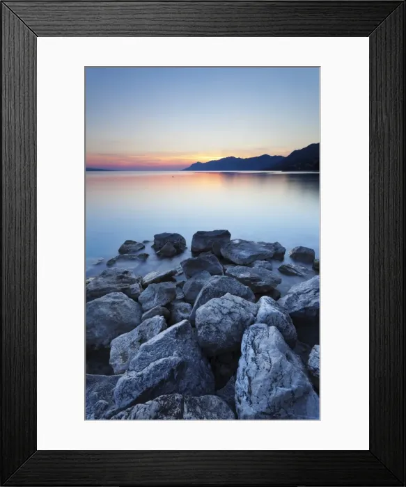 Framed Print : Coastal scenery at sunset, Makarska Riviera, Dalmatia, Croatia, Europe