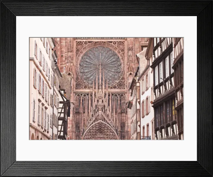 Framed Print : Rue Merciere and Strasbourg Cathedral, Strasbourg, Bas-Rhin, Alsace, France, Europe