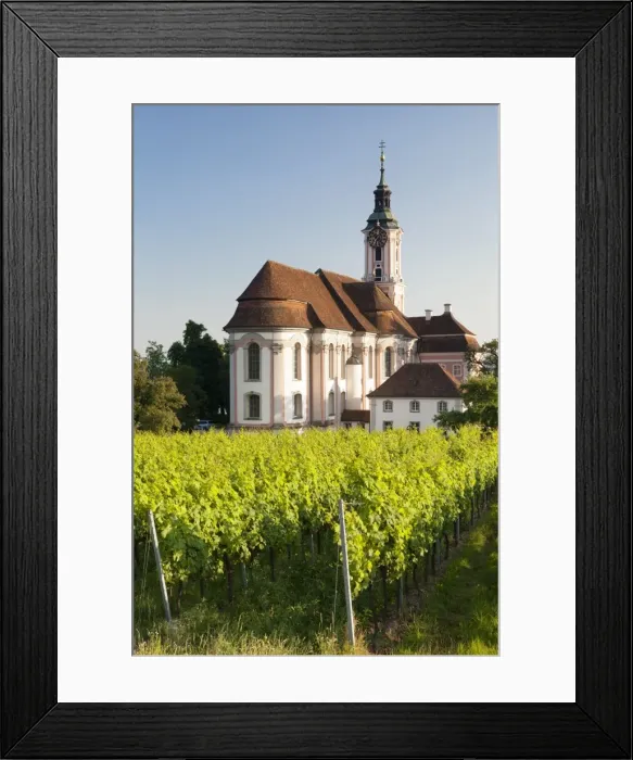 Framed Print : Vineyards and pilgrimage church of Birnau Abbey, Unteruhldingen, Lake Constance, Baden Wurttemberg, Germany, Europe Framed Print : Vineyards and pilgrimage church of Birnau Abbey, Unteruhldingen, Lake Constance, Baden Wurttemberg, Germany, Europe