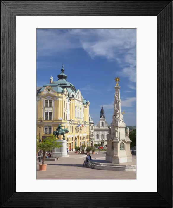 Framed Print : Trinity Column and Town Hall in Szechenyi Square, Pecs, Southern Transdanubia, Hungary, Europe Framed Print : Trinity Column and Town Hall in Szechenyi Square, Pecs, Southern Transdanubia, Hungary, Europe