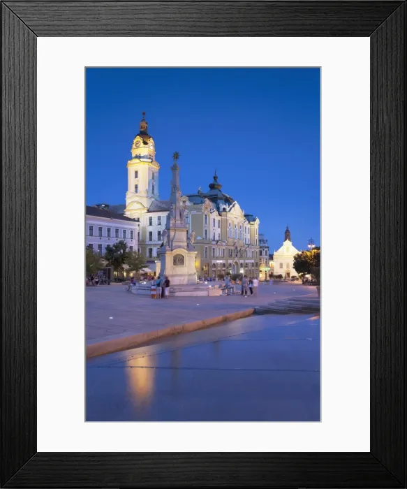 Framed Print : Szechenyi Square at dusk, Pecs, Southern Transdanubia, Hungary, Europe Framed Print : Szechenyi Square at dusk, Pecs, Southern Transdanubia, Hungary, Europe