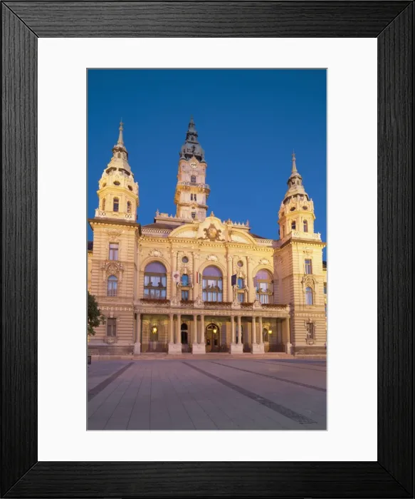 Framed Print : City Hall at dusk, Gyor, Western Transdanubia, Hungary, Europe