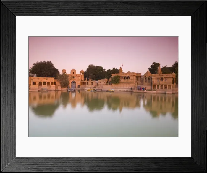 Framed Print : Gadi Sagar illuminated at dusk, Jaisalmer, Western Rajasthan, India, Asia Framed Print : Gadi Sagar illuminated at dusk, Jaisalmer, Western Rajasthan, India, Asia