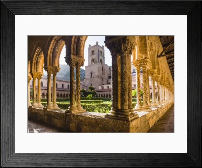 Framed Print : Duomo di Monreale at sunset (Monreale Cathedral), courtyard gardens, Monreale, near Palermo, Sicily, Italy, Europe Framed Print : Duomo di Monreale at sunset (Monreale Cathedral), courtyard gardens, Monreale, near Palermo, Sicily, Italy, Europe