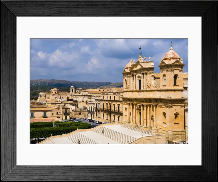 Framed Print : Elevated view of Noto Cathedral (St. Nicholas Cathedral), Noto, Val di Noto, UNESCO World Heritage Site, Sicily, Italy, Europe Framed Print : Elevated view of Noto Cathedral (St. Nicholas Cathedral), Noto, Val di Noto, UNESCO World Heritage Site, Sicily, Italy, Europe