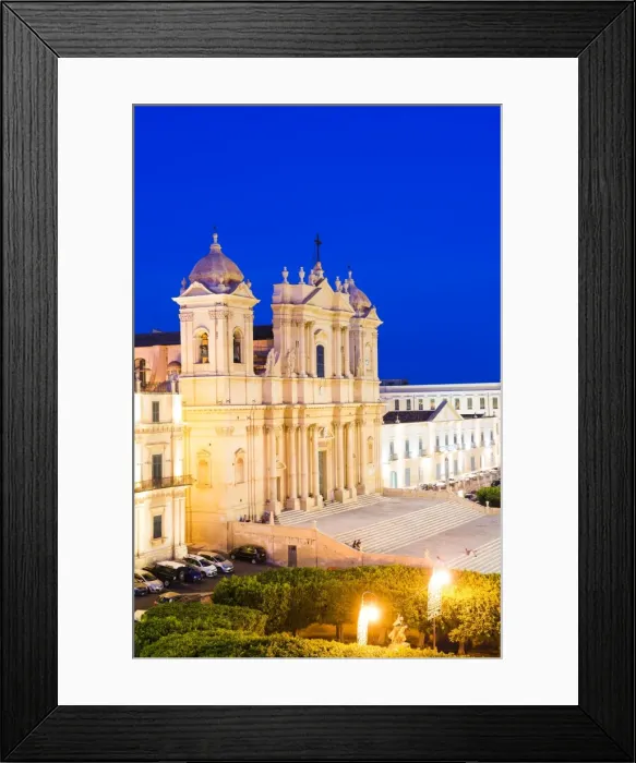 Framed Print : Baroque Noto Cathedral (St. Nicholas Cathedral) at night, Noto, Val di Noto, UNESCO World Heritage Site, Sicily, Italy, Europe Framed Print : Baroque Noto Cathedral (St. Nicholas Cathedral) at night, Noto, Val di Noto, UNESCO World Heritage Site, Sicily, Italy, Europe