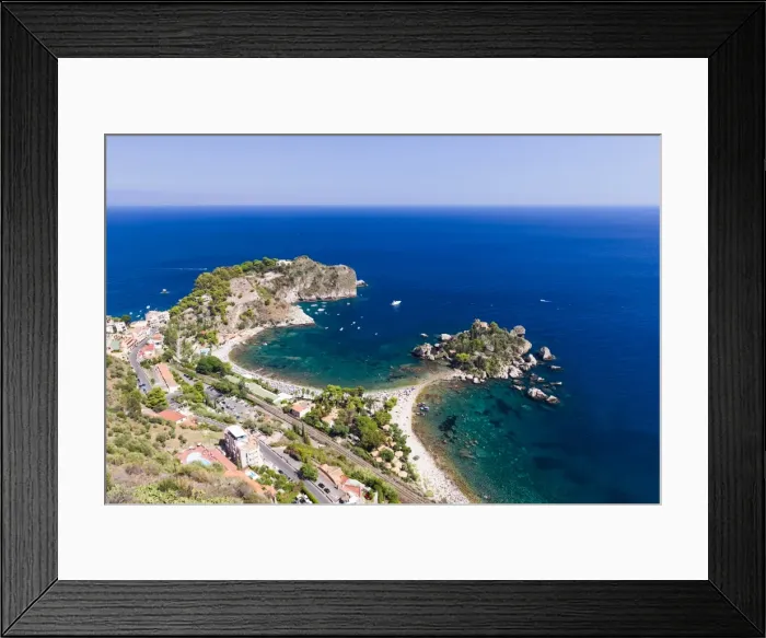 Framed Print : Isola Bella Island and Isola Bella Beach, Taormina, Sicily, Italy, Mediterranean, Europe