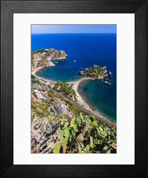 Framed Print : Isola Bella Beach seen from Taormina, Sicily, Italy, Mediterranean, Europe Framed Print : Isola Bella Beach seen from Taormina, Sicily, Italy, Mediterranean, Europe