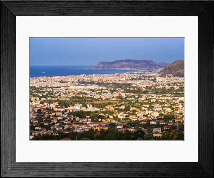 Framed Print : Cityscape of Palermo (Palermu) and the coast of Sicily, seen from Monreale, Sicily, Italy, Mediterranean, Europe Framed Print : Cityscape of Palermo (Palermu) and the coast of Sicily, seen from Monreale, Sicily, Italy, Mediterranean, Europe