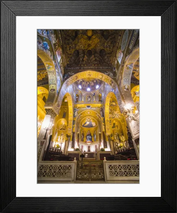 Framed Print : Gold mosaics in the Palatine Chapel (Royal Chapel) at the Royal Palace of Palermo (Palazzo Reale), Palermo, Sicily, Italy, Europe Framed Print : Gold mosaics in the Palatine Chapel (Royal Chapel) at the Royal Palace of Palermo (Palazzo Reale), Palermo, Sicily, Italy, Europe