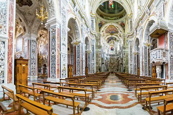 Interior of The Church of Saint Mary of Gesu (Chiesa del Gesu) (Casa Professa), Palermo, Sicily, Italy, Europe