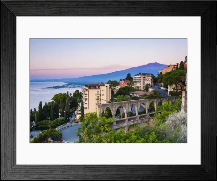 Framed Print : Mount Etna volcano rising above Taormina at sunrise, East Coast of Sicily, Italy, Mediterranean, Europe Framed Print : Mount Etna volcano rising above Taormina at sunrise, East Coast of Sicily, Italy, Mediterranean, Europe