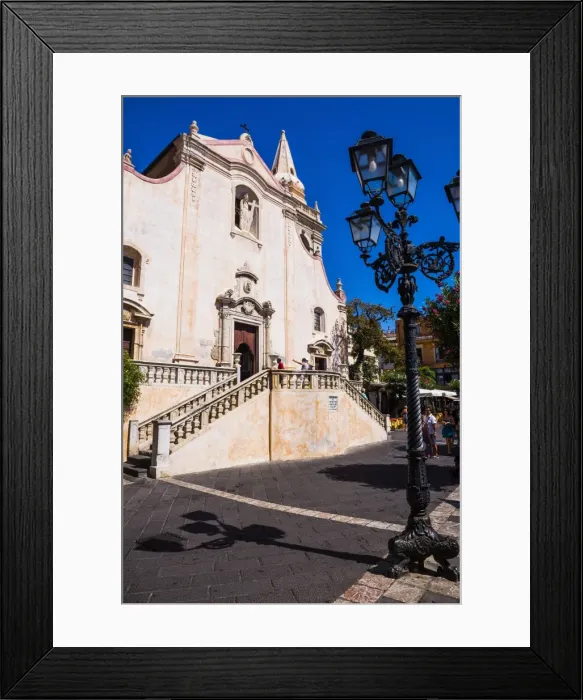 Framed Print : Baroque Church of St. Joseph in Piazza IX Aprile on Corso Umberto, the main street in Taormina, Sicily, Italy, Europe Framed Print : Baroque Church of St. Joseph in Piazza IX Aprile on Corso Umberto, the main street in Taormina, Sicily, Italy, Europe