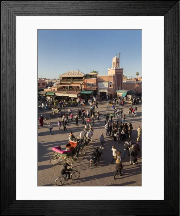 Framed Print : Long shadows in the busy square of Place Jemaa el-Fna, UNESCO World Heritage Site, Marrakech, Morocco, North Africa, Africa Framed Print : Long shadows in the busy square of Place Jemaa el-Fna, UNESCO World Heritage Site, Marrakech, Morocco, North Africa, Africa