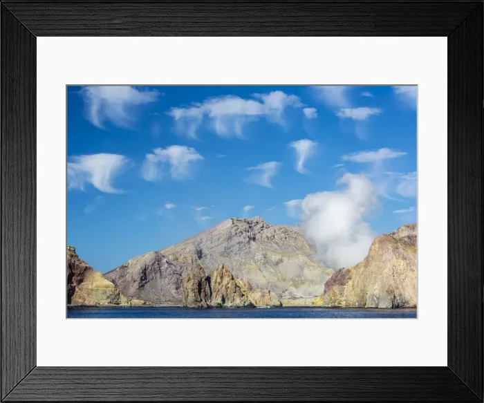 Framed Print : Interesting cloud formations over White Island, North Island, New Zealand, Pacific Framed Print : Interesting cloud formations over White Island, North Island, New Zealand, Pacific