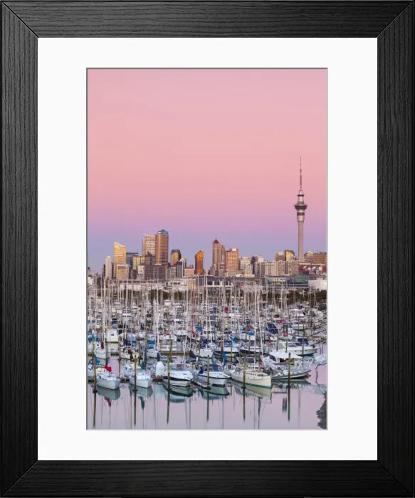 Framed Print : Westhaven Marina & city skyline illuminated at dusk, Waitemata Harbour, Auckland, North Island, New Zealand, Australasia Framed Print : Westhaven Marina & city skyline illuminated at dusk, Waitemata Harbour, Auckland, North Island, New Zealand, Australasia