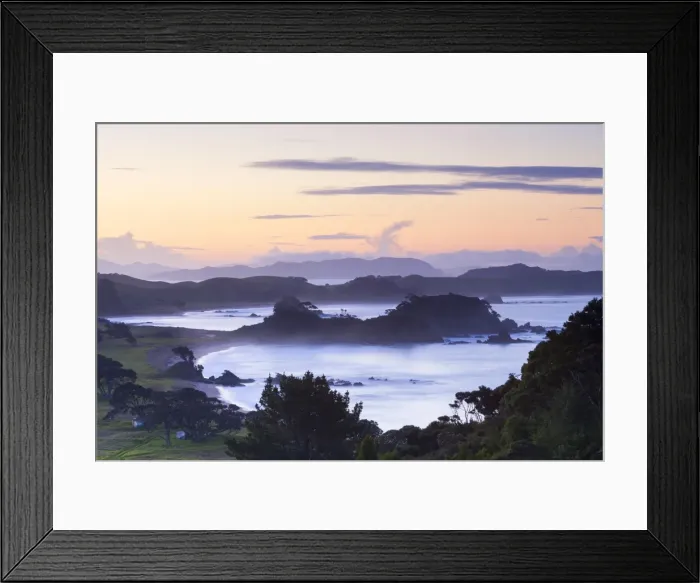Framed Print : Idyllic Northland coastline illuminated at sunset, Northland, North Island, New Zealand, Pacific Framed Print : Idyllic Northland coastline illuminated at sunset, Northland, North Island, New Zealand, Pacific