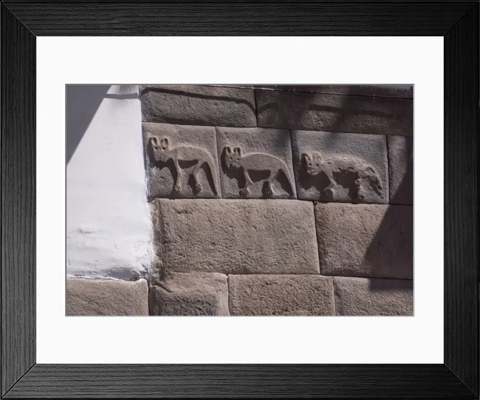 Framed Print : Inca carving on wall, probably foxes, centre of Cuzco, UNESCO World Heritage Site, Peru, South America Framed Print : Inca carving on wall, probably foxes, centre of Cuzco, UNESCO World Heritage Site, Peru, South America