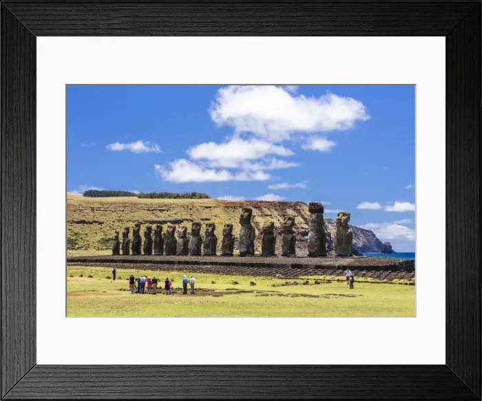 Framed Print : Tourists at the 15 moai restored ceremonial site of Ahu Tongariki on Easter Island (Isla de Pascua) (Rapa Nui), UNESCO World Heritage Site, Chile, South America Framed Print : Tourists at the 15 moai restored ceremonial site of Ahu Tongariki on Easter Island (Isla de Pascua) (Rapa Nui), UNESCO World Heritage Site, Chile, South America