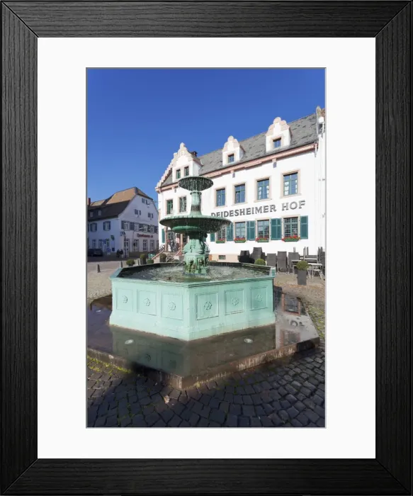 Framed Print : Andreasbrunnen fountain and Deidesheimer Hof Hotel, Deidesheim, German Wine Route, Pfalz, Rhineland-Palatinate, Germany, Europe Framed Print : Andreasbrunnen fountain and Deidesheimer Hof Hotel, Deidesheim, German Wine Route, Pfalz, Rhineland-Palatinate, Germany, Europe