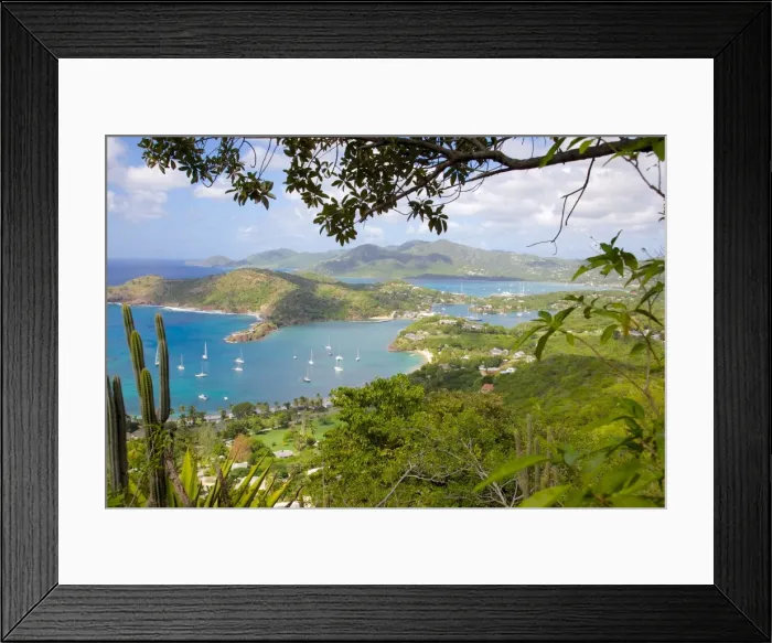 Framed Print : View of English Harbour from Shirley Heights, Antigua, Leeward Islands, West Indies, Caribbean, Central America Framed Print : View of English Harbour from Shirley Heights, Antigua, Leeward Islands, West Indies, Caribbean, Central America