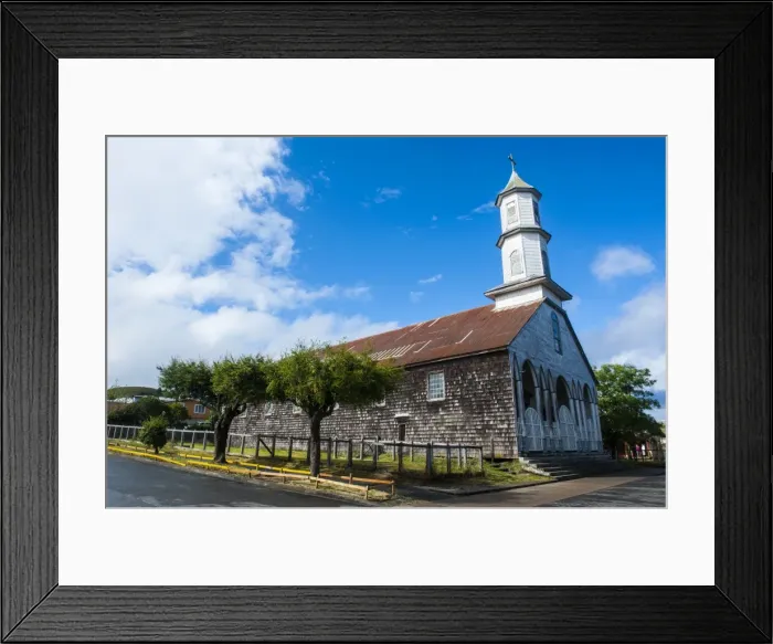 Framed Print : Church of Our Lady of Sorrows, UNESCO World Heritage Site, Dalcahue, Chiloe, Chile, South America Framed Print : Church of Our Lady of Sorrows, UNESCO World Heritage Site, Dalcahue, Chiloe, Chile, South America