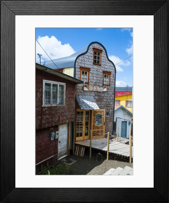 Framed Print : Shingle house in Castro, Chiloe, Chile, South America Framed Print : Shingle house in Castro, Chiloe, Chile, South America