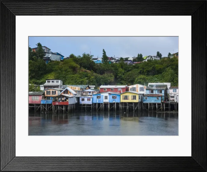 Framed Print : Colourful houses in Castro, Chiloe, Chile, South America Framed Print : Colourful houses in Castro, Chiloe, Chile, South America